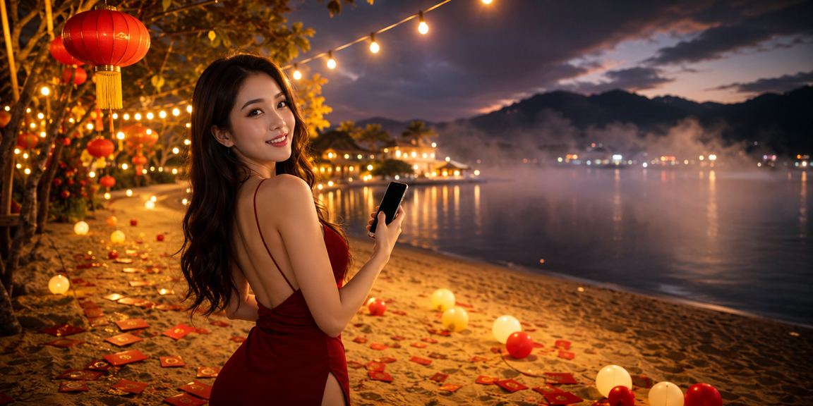 Đèn lồng rực rỡ tại Đà Lạt, người chơi xổ số kiểm tra voucher vé số trên điện thoại buổi tối